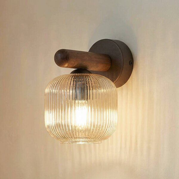 Applique da parete Salvia TK Lighting, dimmerabile, Legno scuro, Soggiorno / Sala da pranzo, Legno, Applique