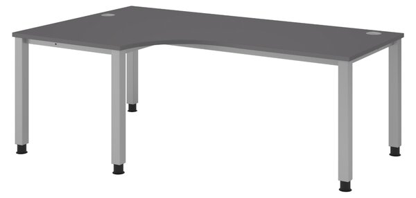 Scrivania bümö Serie Q - Struttura: argento, finitura: grafite, dimensioni: scrivania angolare 200 x 120 cm