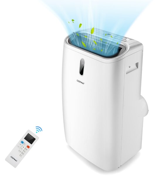 Costway Condizionatore portatile con 3 velocità e controllo con App, Aria condizionata 16000 BT 5 in 1 con telecomando Bianco