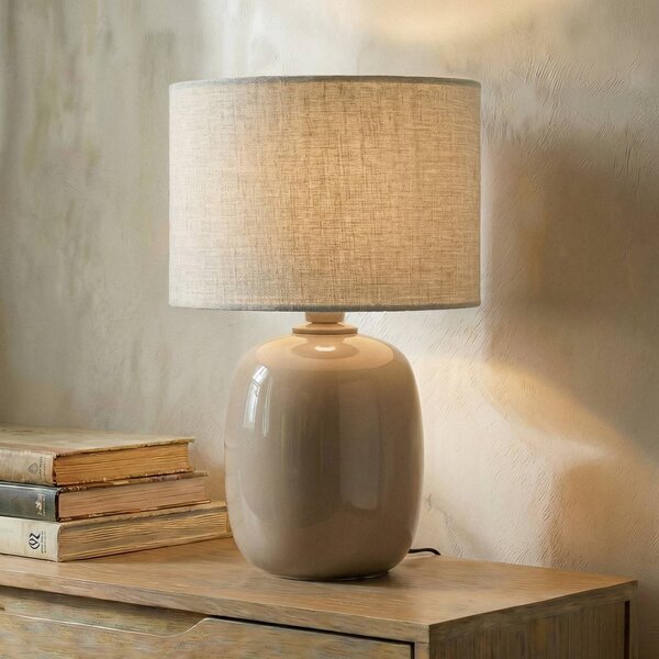Lampada da tavolo Melody TK Lighting, Crema / Ambra, Soggiorno / Sala da pranzo, Tessuto / Stoffa / Seta, Lampada da tavolo