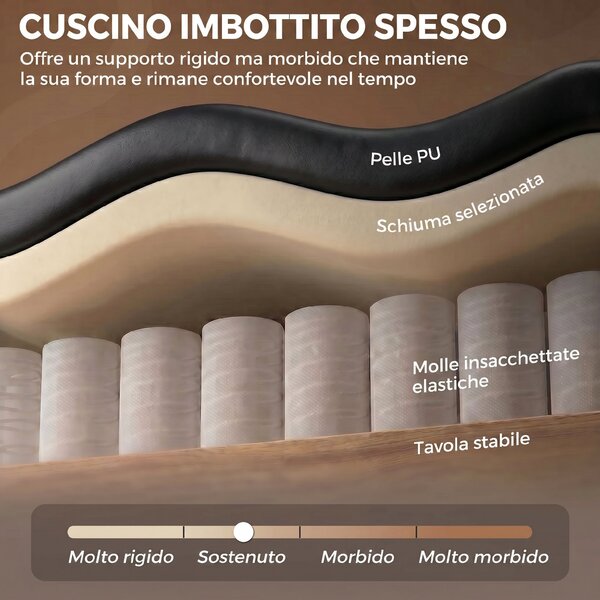 HOMCOM Poltrona Camera da Letto in Pelle PU con Ampia Seduta, Braccioli e Gambe in Legno di Eucalipto, Nero | Aosom Italy