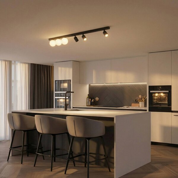 Plafoniera soffitto Vox TK Lighting, dimmerabile, Nero, Soggiorno / Sala da pranzo, Vetro, Plafoniera