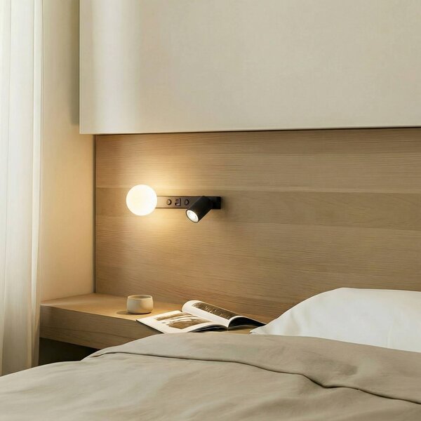 Applique da parete Vox TK Lighting, dimmerabile, Nero, Soggiorno / Sala da pranzo, Vetro, Applique