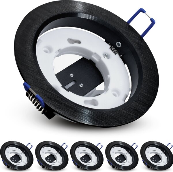 SSC-LUXon set di 6 luci da incasso RX-3 nero spazzolato - design faretto da soffitto cornice rotonda con presa per GX53 (disponibile separatamente)