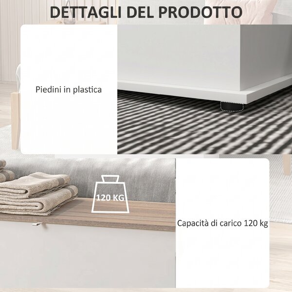 HOMCOM Panca Contenitore Multiuso Legno per Camera Ingresso Bianco 100x40x40cm | Aosom Italy