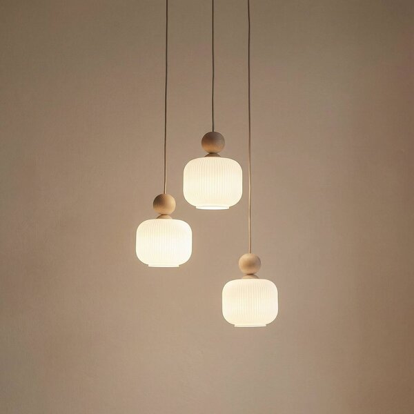 Lampada a sospensione in vetro Ballo TK Lighting, dimmerabile, Crema / Ambra, Soggiorno / Sala da pranzo, Vetro, Lampada a sospensione