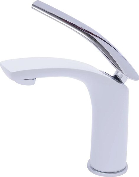 Rubinetto per lavabo - Miscelatore monocomando - Acqua calda e fredda - Ottone - Cartuccia in Vetroceramica - Verniciatura a fuoco - Bianco