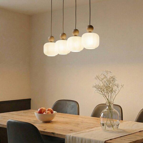Lampada a sospensione in vetro Ballo TK Lighting, dimmerabile, Crema / Ambra, Soggiorno / Sala da pranzo, Vetro, Lampada a sospensione