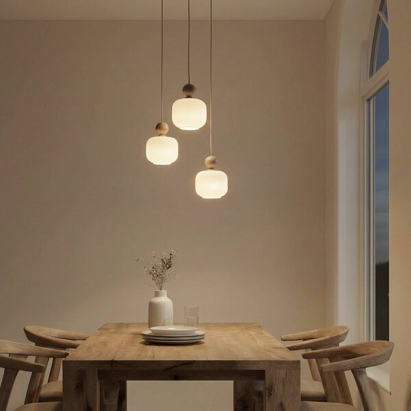 Lampada a sospensione in vetro Ballo TK Lighting, dimmerabile, Crema / Ambra, Soggiorno / Sala da pranzo, Vetro, Lampada a sospensione