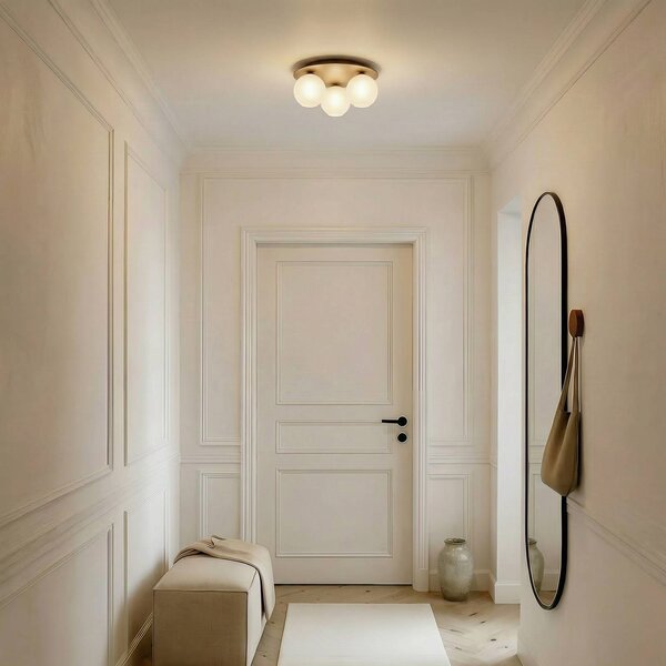 Plafoniera soffitto Virlo TK Lighting, dimmerabile, Legno chiaro, Soggiorno / Sala da pranzo, Vetro, Plafoniera