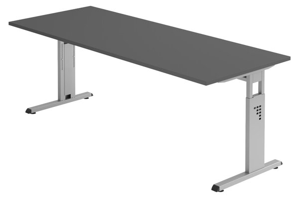Scrivania bümö Serie O - Struttura: argento, finitura: grafite, dimensioni: 200 x 80 cm