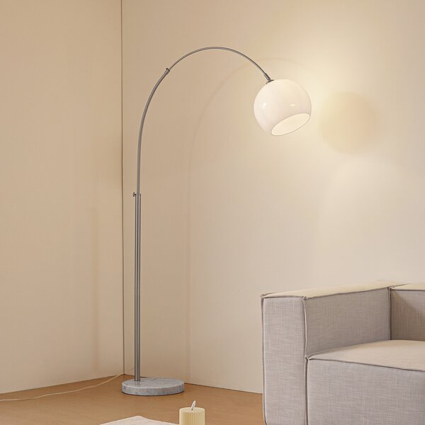 Lampada da terra Lindby, Alverton, Bianco, Soggiorno, Metallo, Moderno