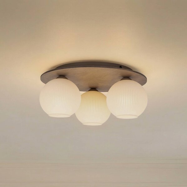 Plafoniera soffitto Virlo TK Lighting, dimmerabile, Legno chiaro, Soggiorno / Sala da pranzo, Vetro, Plafoniera