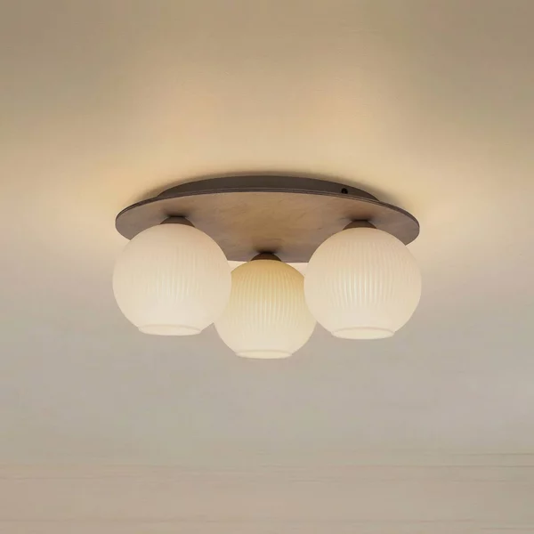 Plafoniera soffitto Virlo TK Lighting, dimmerabile, Legno chiaro, Soggiorno / Sala da pranzo, Vetro, Plafoniera