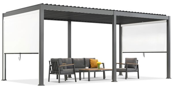 Pergola da terrazzo autoportante Lagos 3x6 con tapparelle laterali Garden Point 3m bianco antracite