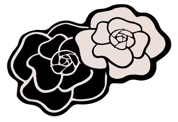 Tappetino per il bagno bianco e nero 60x100 cm Bungari Rose – Foutastic
