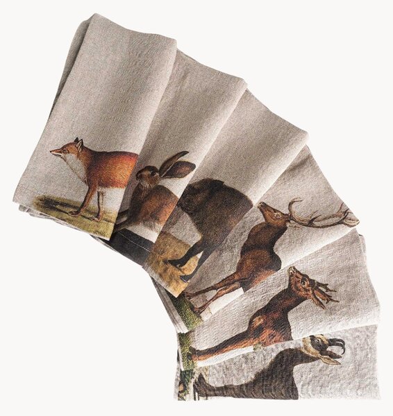 Set di 6 tovaglioli in lino Wild Animals