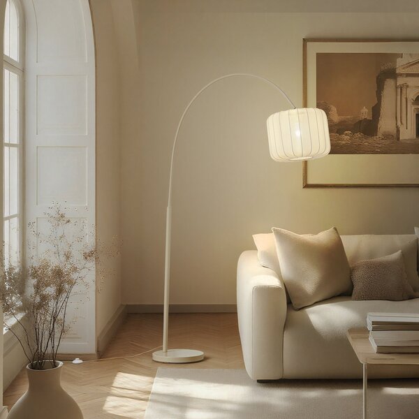 Lampada da terra Lindby, Helin, Beige, Soggiorno, Tessuto / Tessile, Moderno