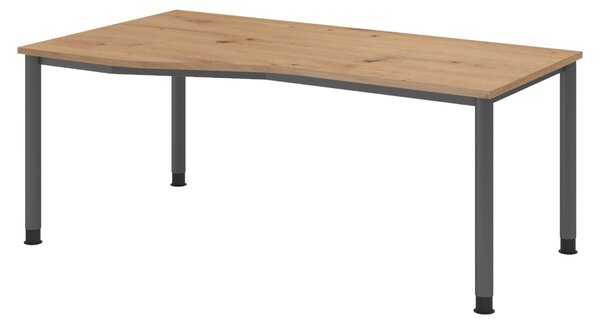 Scrivania bümö Serie H - Finitura: rovere nodato, struttura: grafite, dimensioni: 180 x 100 cm