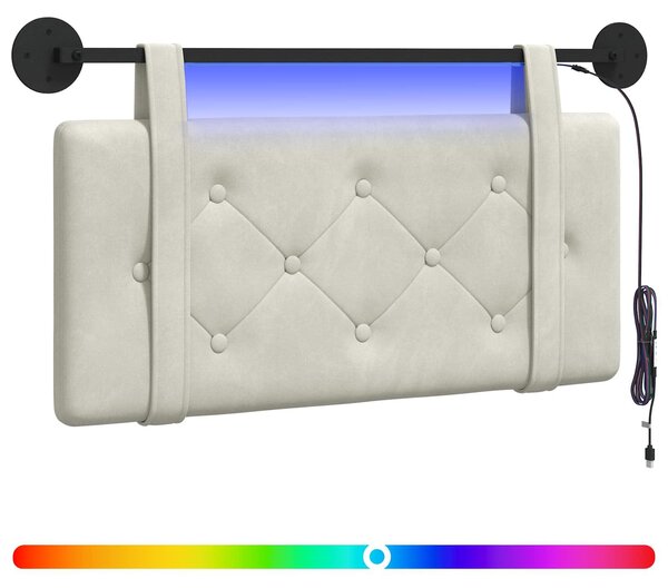 Testiera sospesa Con luce LED Crema Velluto