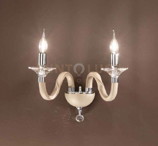 Applique gala 2 luci attacco e14 tortora e cromo l.37cm