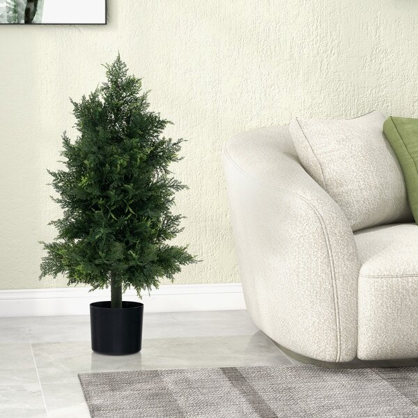 Costway Albero di cedro artificiale con vaso in plastica per vivai foglie non-scolorenti, Pianta decorativa finta per casa