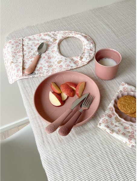 Posate per bambini rossa/color salmone in silicone 3 pz Rose Mix – Cam Cam Copenhagen