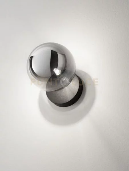 Pallina applique 1 luce attacco g9 nero con sfera fume' d.14cm