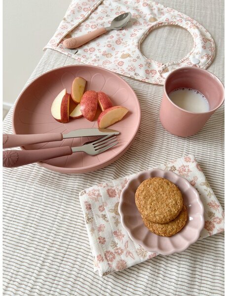 Posate per bambini rossa/color salmone in silicone 3 pz Rose Mix – Cam Cam Copenhagen