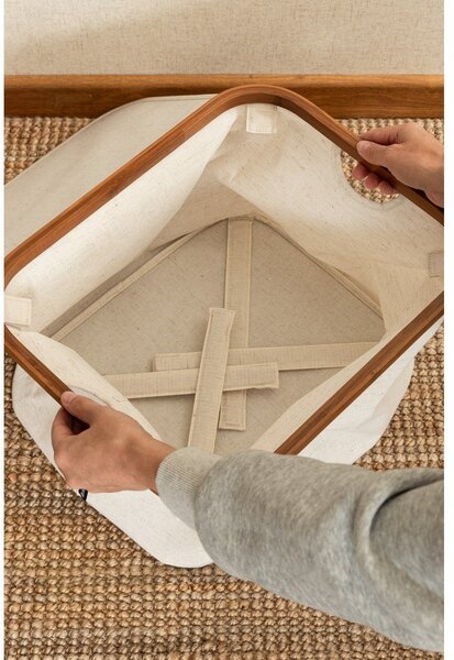 Scatola con coperchio color crema in tessuto 40,5x33x30 cm Bamboo/Linen – Bigso