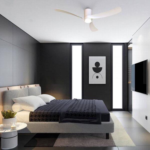 Mantra Iluminación Ventilatore da soffitto LED Nemo II L, bianco, CC, silenzioso, CCT, 132 cm dimmerabile, Bianco / Opale, Soggiorno / Sala da pranzo, Metallo, Moderno