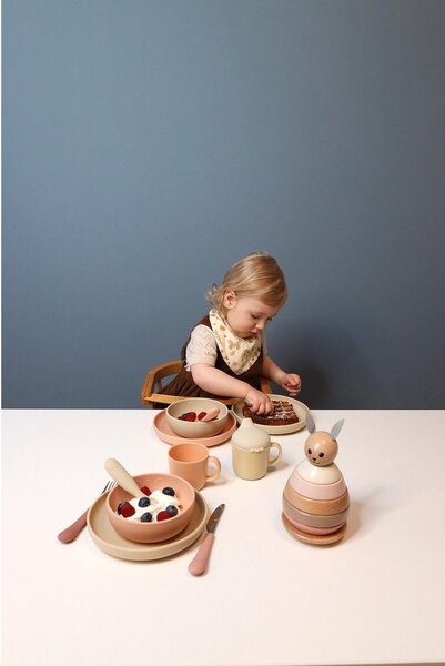 Posate per bambini rossa/color salmone in silicone 3 pz Rose Mix – Cam Cam Copenhagen