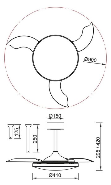 Mantra Iluminación Ventilatore da soffitto LED Slim Mini, bianco, CC, silenzioso, CCT, 106 cm dimmerabile, Bianco / Opale, Soggiorno / Sala da pranzo, Metallo, Moderno