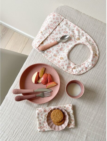 Posate per bambini rossa/color salmone in silicone 3 pz Rose Mix – Cam Cam Copenhagen