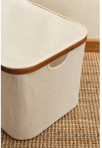 Scatola con coperchio color crema in tessuto 40,5x33x30 cm Bamboo/Linen – Bigso
