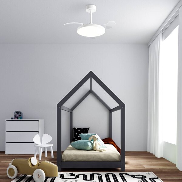 Mantra Iluminación Ventilatore da soffitto LED Slim Mini, bianco, CC, silenzioso, CCT, 106 cm dimmerabile, Bianco / Opale, Soggiorno / Sala da pranzo, Metallo, Moderno