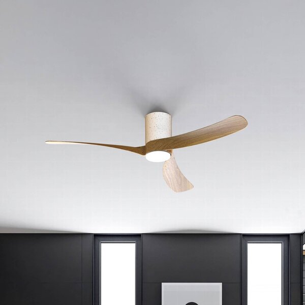 Mantra Iluminación Ventilatore da soffitto LED Nemo II L, bianco/legno, DC, silenzioso, CCT dimmerabile, Bianco / Opale, Soggiorno / Sala da pranzo, Metallo, Moderno