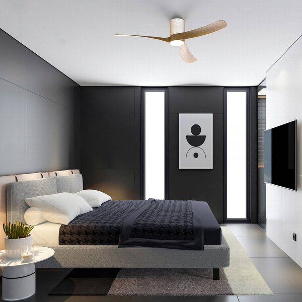 Mantra Iluminación Ventilatore da soffitto LED Nemo II L, bianco/legno, DC, silenzioso, CCT dimmerabile, Bianco / Opale, Soggiorno / Sala da pranzo, Metallo, Moderno
