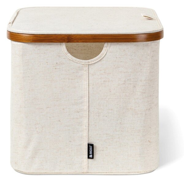Scatola con coperchio color crema in tessuto 40,5x33x30 cm Bamboo/Linen – Bigso