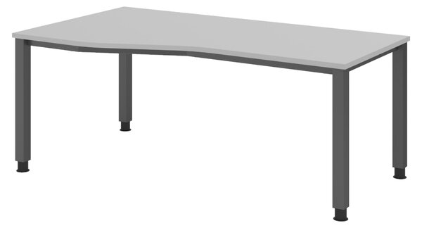 Scrivania bümö Serie Q - Struttura: grafite, finitura: grigio, dimensioni: 180 x 100 cm