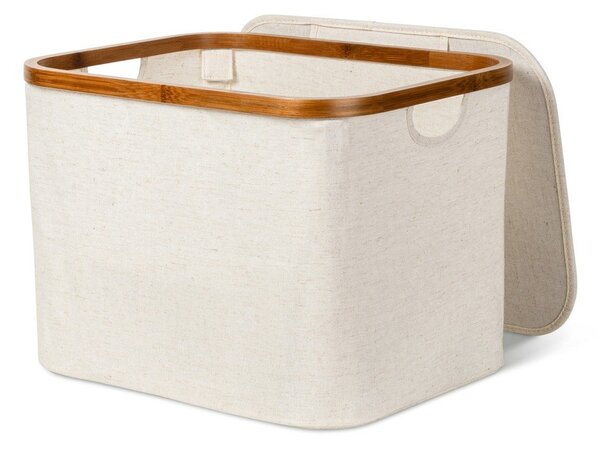 Scatola con coperchio color crema in tessuto 40,5x33x30 cm Bamboo/Linen – Bigso