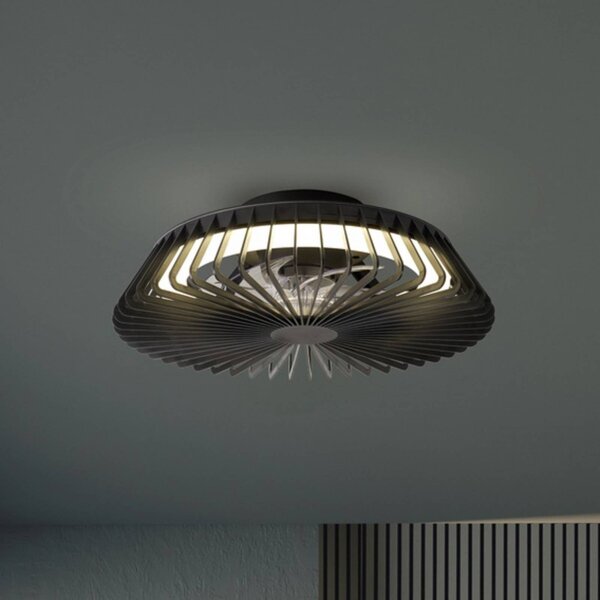 Mantra Iluminación Ventilatore da soffitto LED Himalaya Mini, nero, CC, silenzioso, CCT dimmerabile, Nero, Soggiorno / Sala da pranzo, Plastica, Moderno