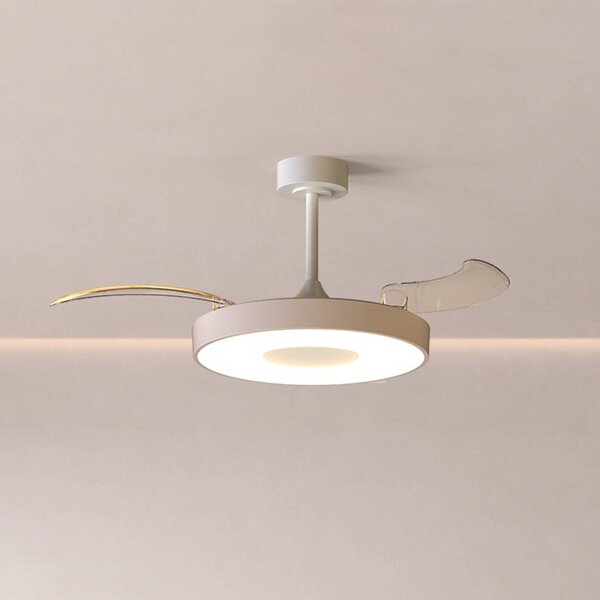 Mantra Iluminación Ventilatore da soffitto LED Smart Coin, beige/bianco, CC, silenzioso, CCT dimmerabile, Crema / Ambra, Soggiorno / Sala da pranzo, Metallo, Moderno