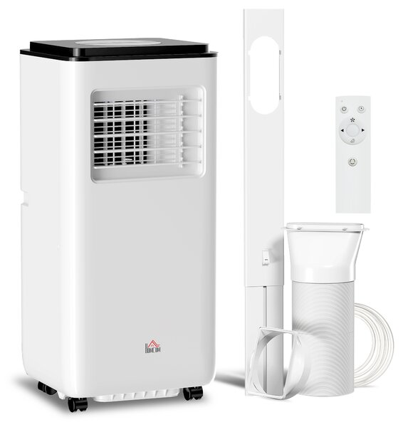 HOMCOM Condizionatore Portatile 750W con 5 Modalità e 2 Velocità, in Plastica ABS e Acciaio, 33x28x70.4 cm, Bianco|Aosom