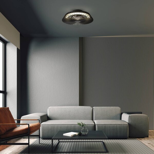 Mantra Iluminación Ventilatore da soffitto LED Himalaya Mini, nero, CC, silenzioso, CCT dimmerabile, Nero, Soggiorno / Sala da pranzo, Plastica, Moderno