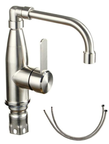 Solidchoice - Rubinetto da cucina in acciaio inossidabile con tre uscite per acqua calda e fredda