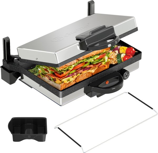 Griglia a contatto, Scheffler 2000W Optigrill, Multi Grill, Lahmacun Makinasi Grill, Tostapane grill da tavolo in acciaio inox con rivestimento antiaderente per grill