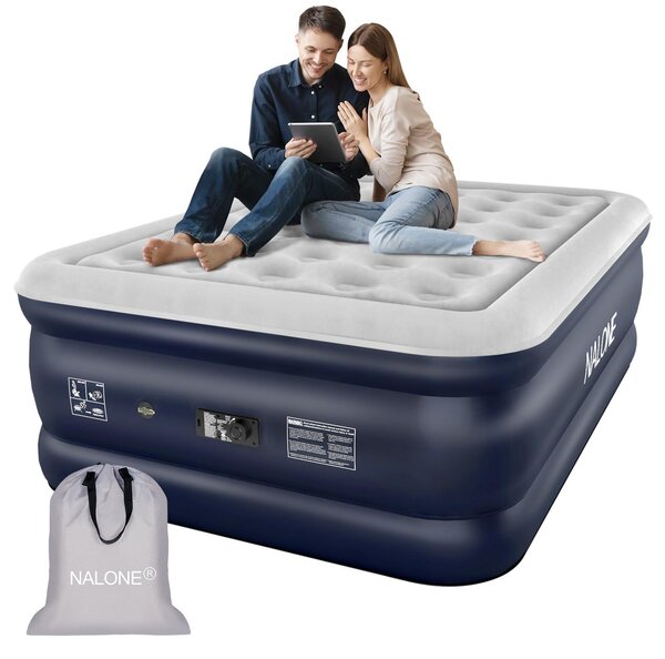 Materasso gonfiabile per 2 persone, autogonfiante con pompa integrata, dimensioni 183 cm x 135 cm x 44 cm