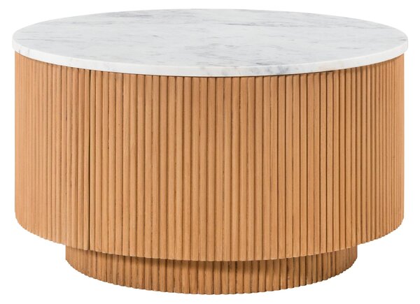 MASSIVMOEBEL24 | Tavolino da salotto in legno di mango 80x80x45 Laccato marrone - marmo bianco BARCELONA #520