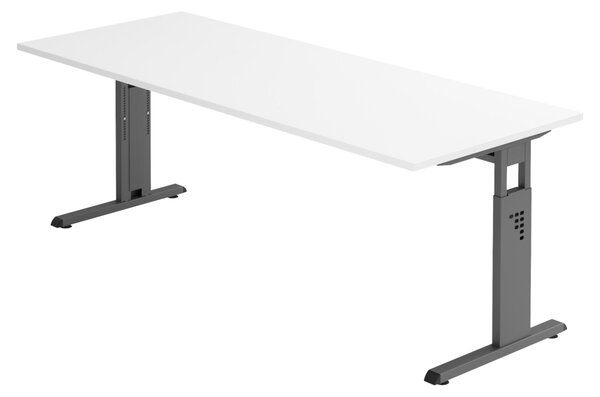 Scrivania bümö Serie O - Finitura: bianco, struttura: grafite, dimensioni: 200 x 80 cm